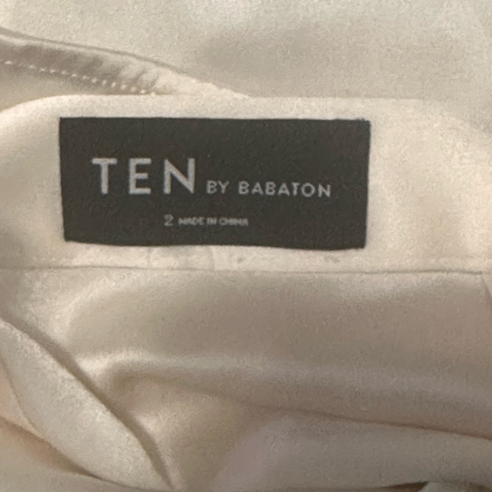 Ten By Babaton Soft Ivory Zipper Faux Wrap Mini Skirt Sz 2 Side Rushing Rtl $149 - Picture 5 of 6
